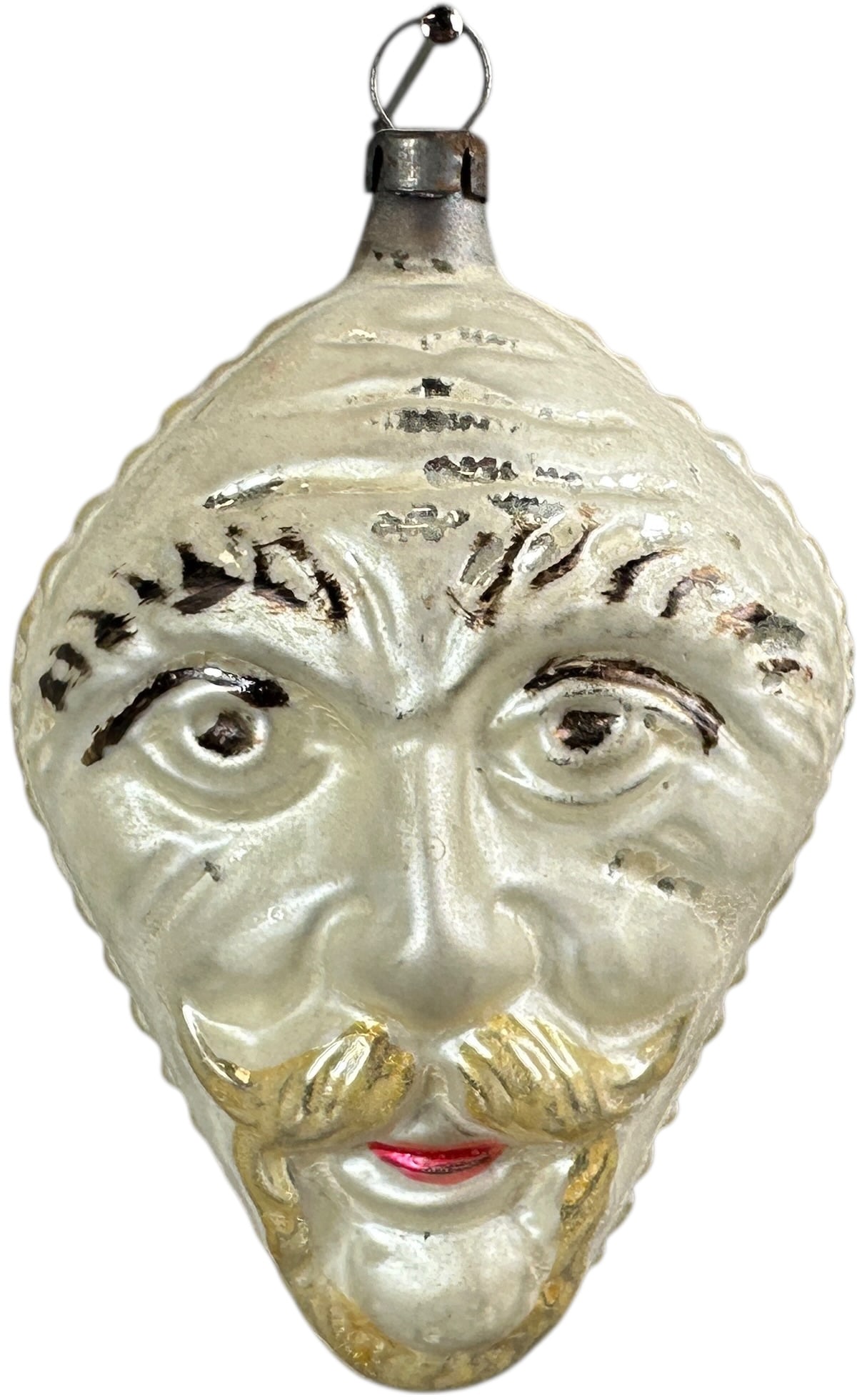 KITE FACE GLASS ORNAMENT: 225. KITE FACE GLASS ORNAMENT | AKA Einstein. | 3.5" h. | (Excellent Condition) | $300 - $600