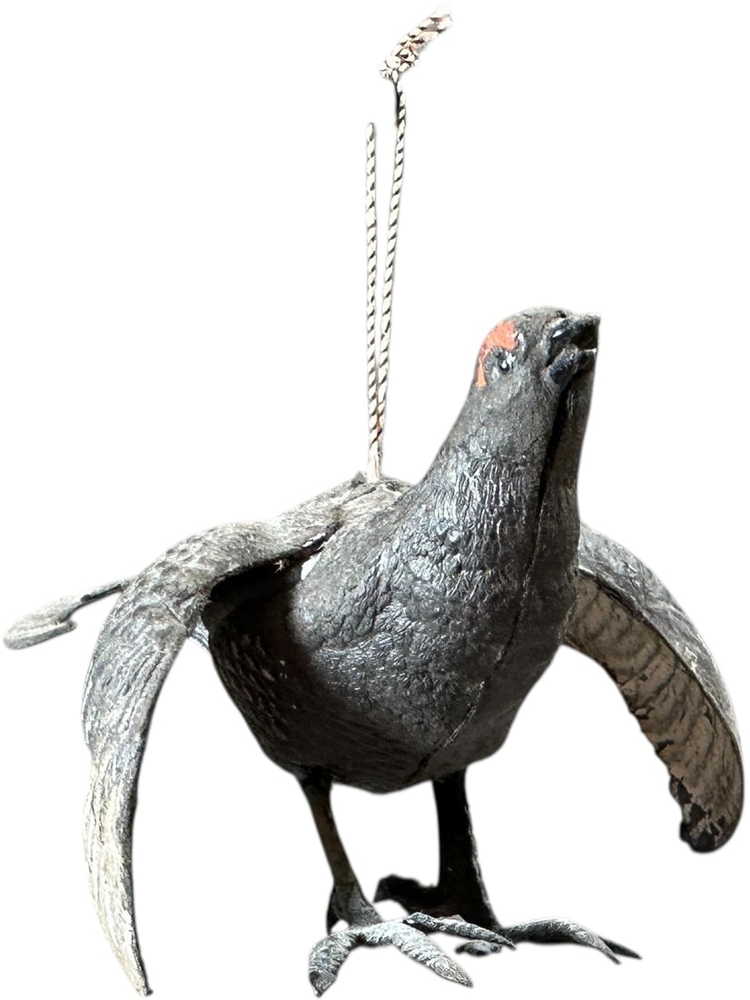 DRESDEN TURKEY VULTURE ORNAMENT: 226. DRESDEN TURKEY VULTURE ORNAMENT | This is a scarce ornament. Provenance: Bob & Maurine Young | 3" l. | (Excellent Condition) | $800 - $1,400