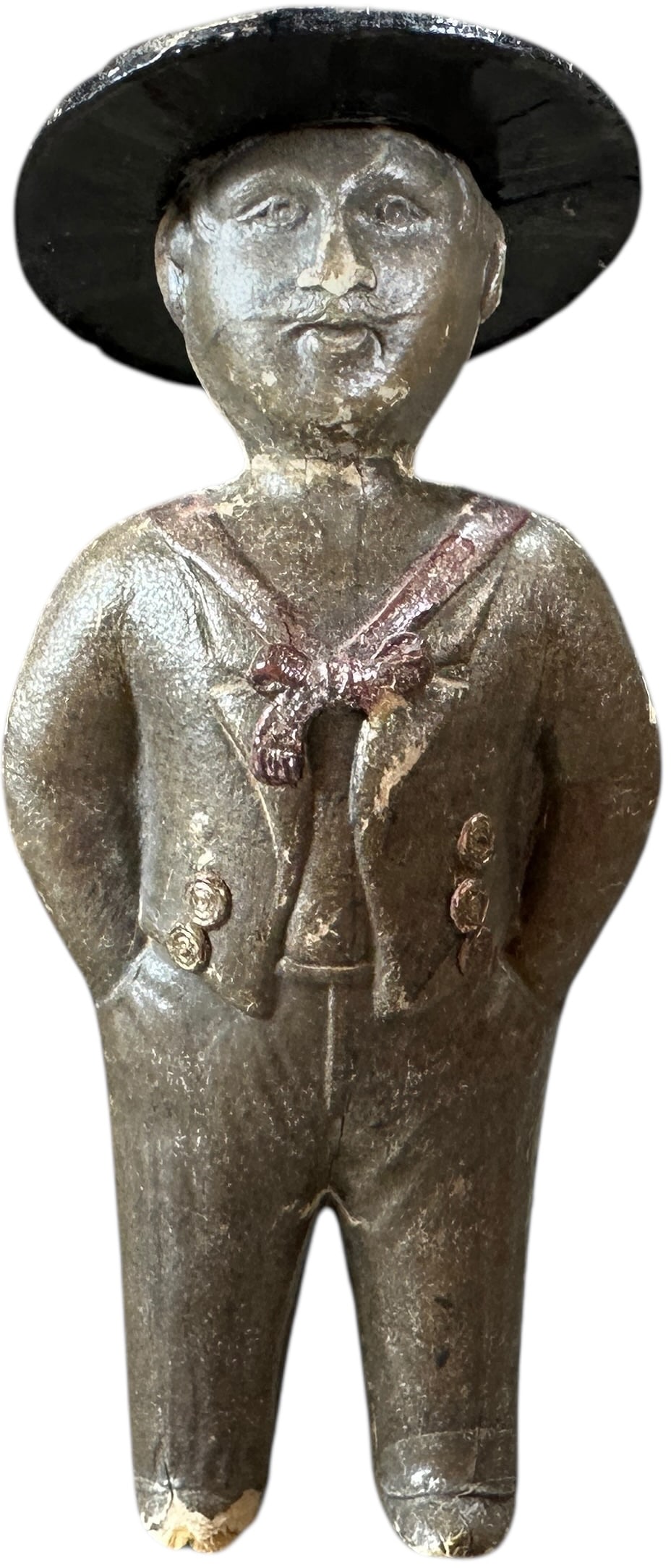 DRESDEN MAN W/ HAT ORNAMENT: 227. DRESDEN MAN W/ HAT ORNAMENT | Also called sailor man. Provenance: Bob & Maurine Young | 3" h. | (Excellent Condition) | $1,000 - $1,600