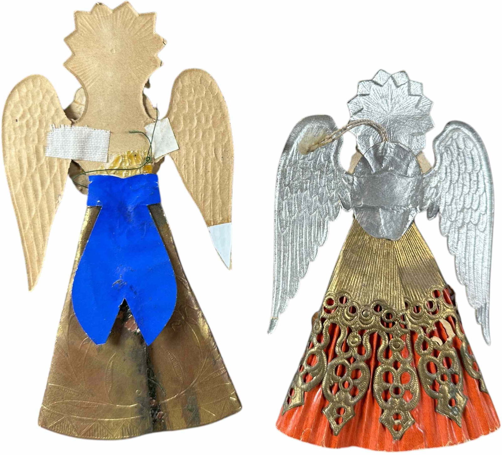 TWO DRESDEN FLAT ANGEL ORNAMENTS - 2