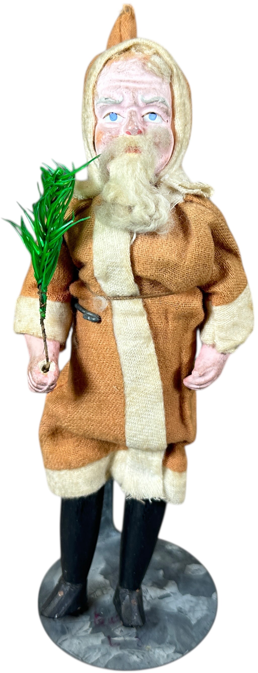 SANTA W/ BACKPACK & SPRING LEGS: 252. SANTA W/ BACKPACK & SPRING LEGS | Provenance: Linda Morrow Collection | 9" h. | Spring legs, (Excellent Condition) | $1,000 - $1,500