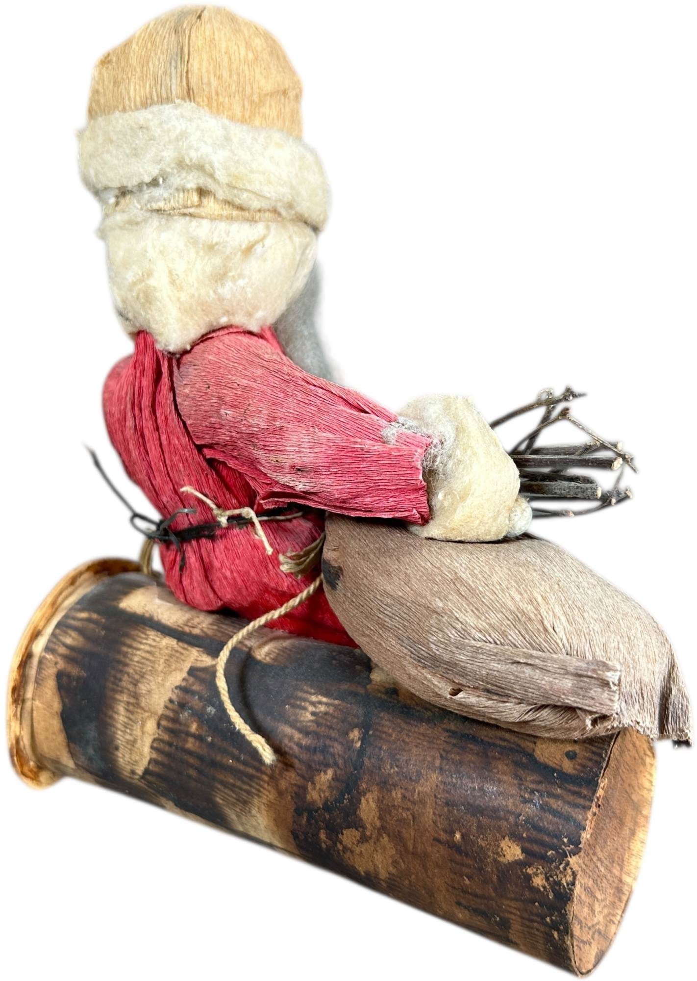 BISQUE HEAD SANTA ON LOG CANDY CONTAINER - 5