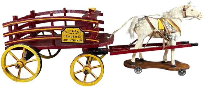 LARGE SANTA CLAUS HORSE DRAWN WAGON