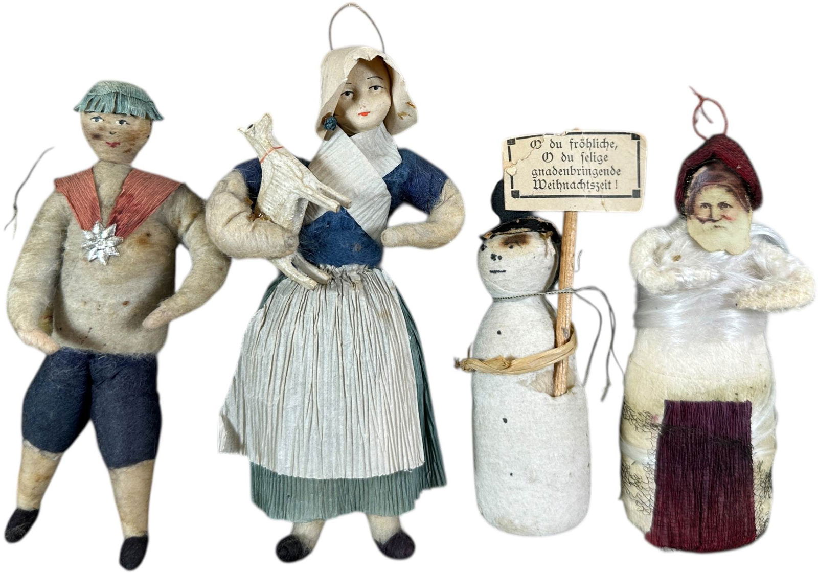 FOUR COTTON ORNAMENTS: 273. FOUR COTTON ORNAMENTS | Nice detail. Provenance: Bob & Maurine Young | 4.5" h. | (Excellent Condition) | $600 - $1,200