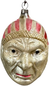 LARGE INDIAN HEAD GLASS ORNAMENT