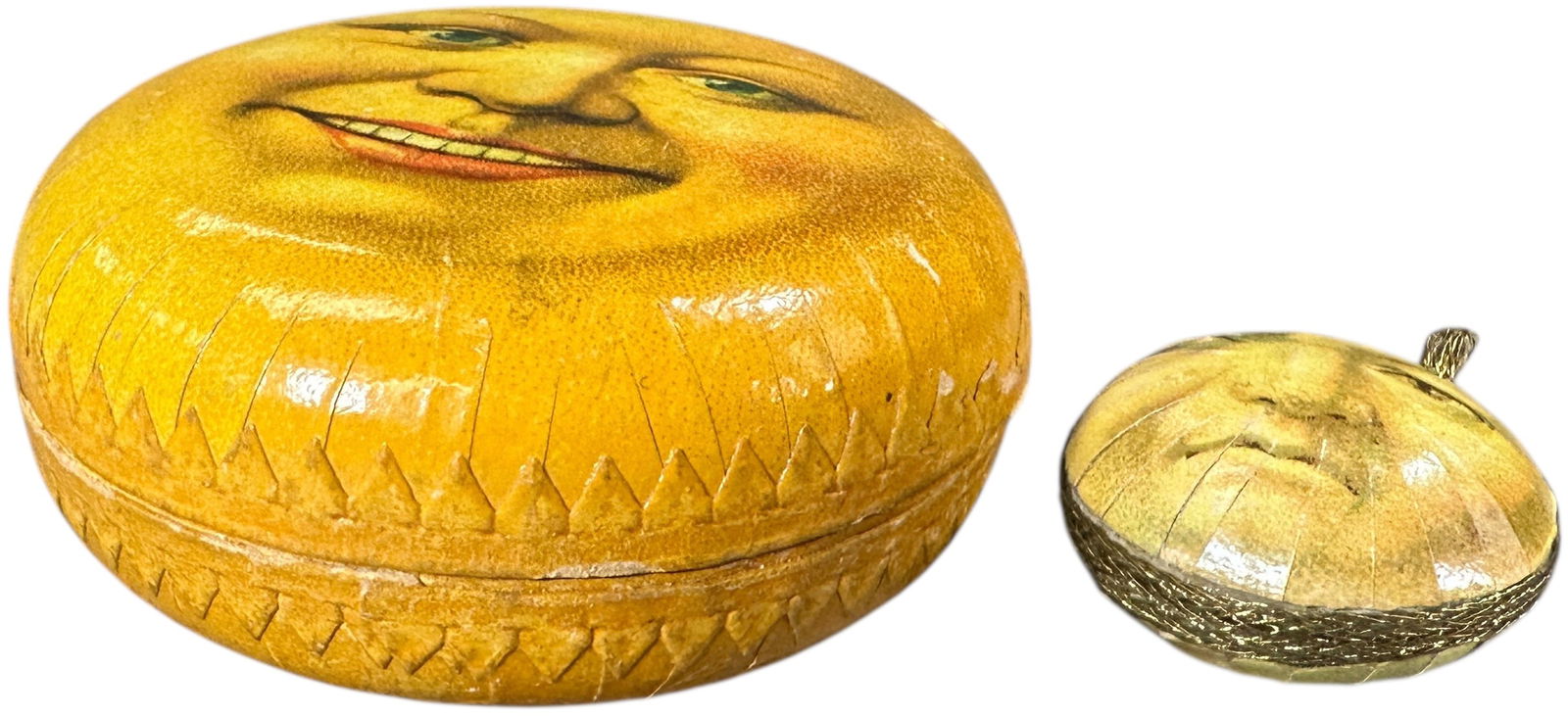 TWO SMALL MOON FACE CANDY CONTAINER - 4