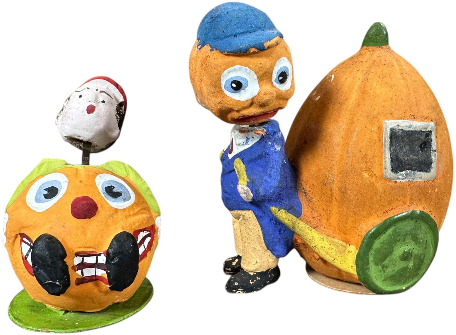 TWO PUMPKIN CHARACTER NODDER/ CANDY CONTAINERS (1 of 7)