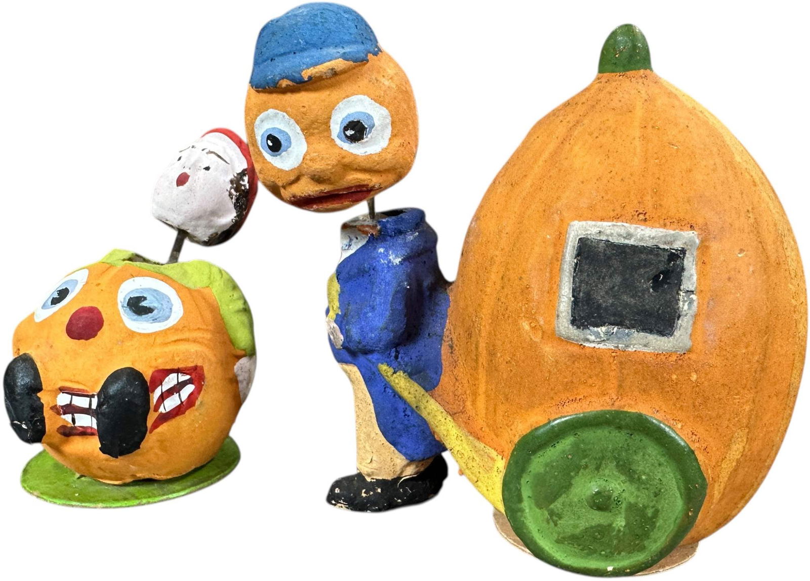 TWO PUMPKIN CHARACTER NODDER/ CANDY CONTAINERS - 2