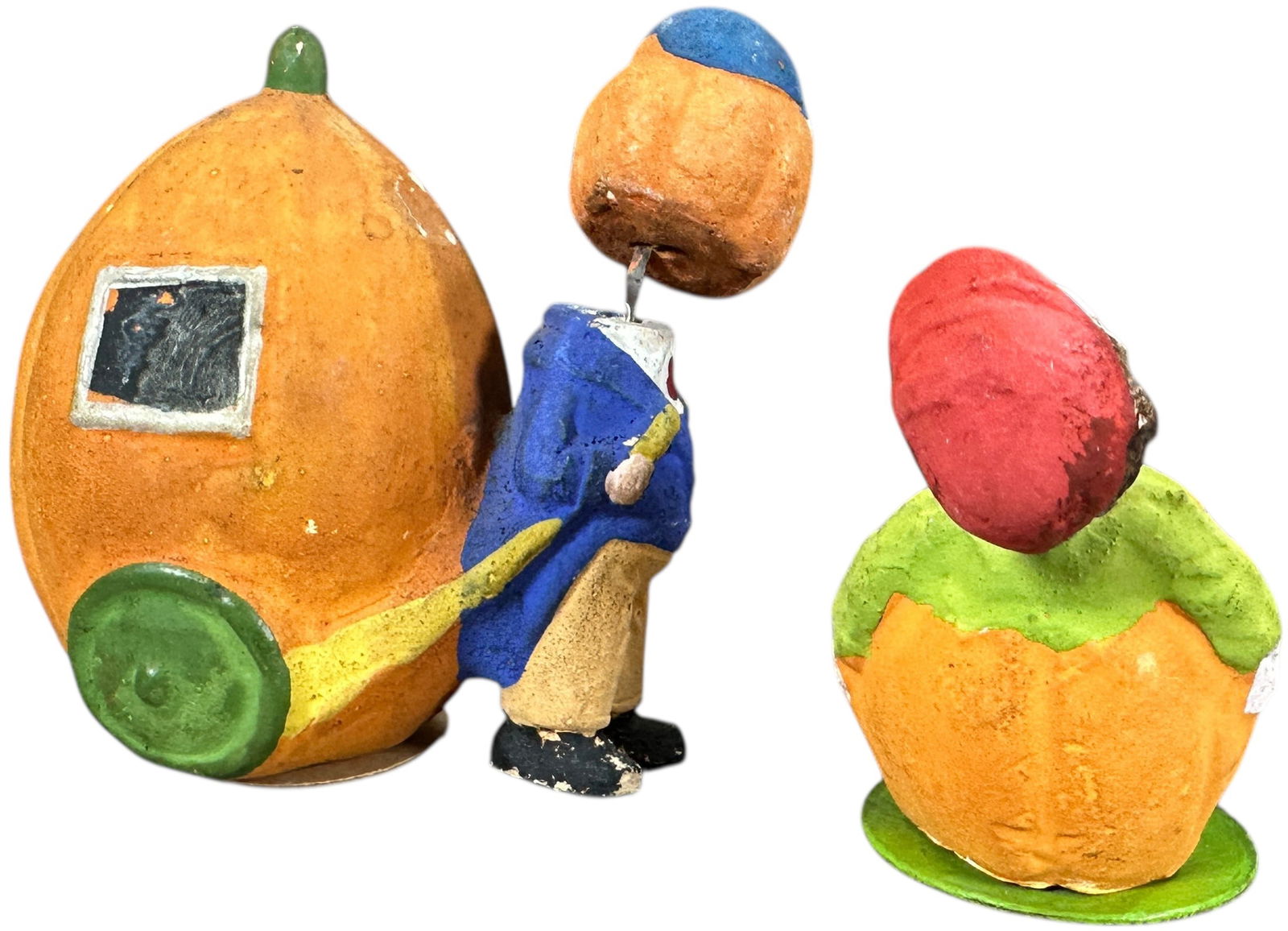 TWO PUMPKIN CHARACTER NODDER/ CANDY CONTAINERS - 4