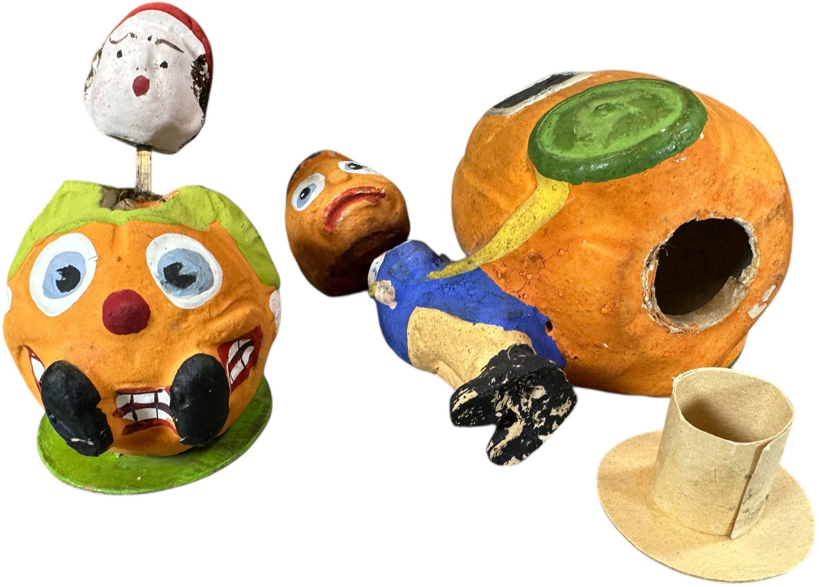 TWO PUMPKIN CHARACTER NODDER/ CANDY CONTAINERS - 5