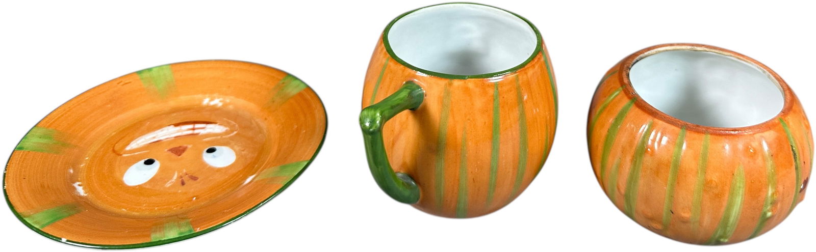 TWO GERMAN PUMPKIN TABLE WARE CUPS - 4