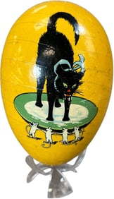 LARGE BLACK CAT EGG CANDY CONTAINER