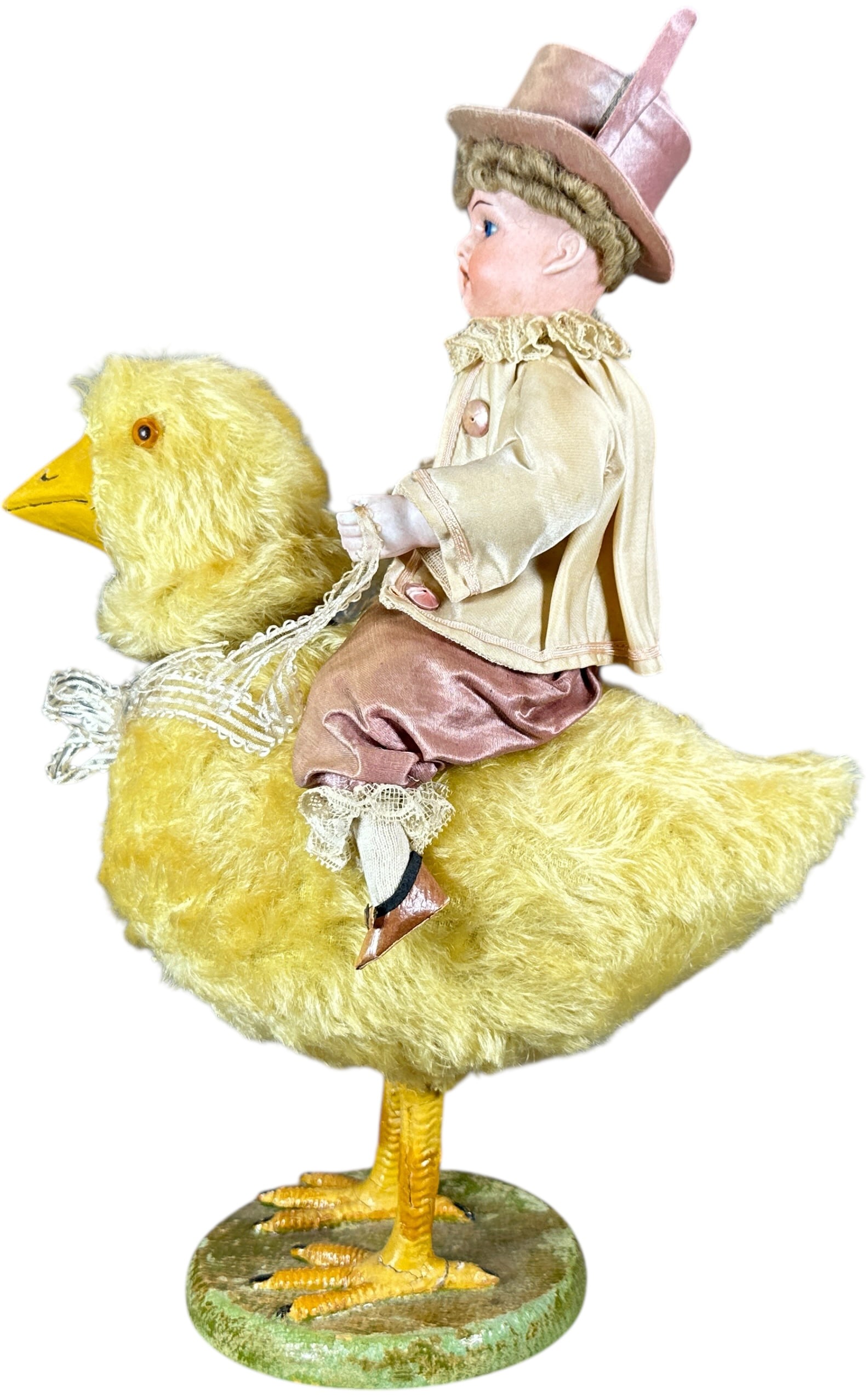 RABBIT BISQUE BOY RIDING CHICK CLOCKWORK - 3