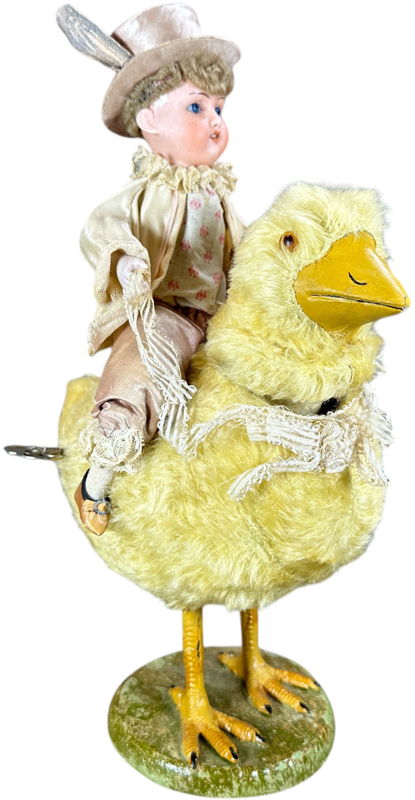 RABBIT BISQUE BOY RIDING CHICK CLOCKWORK - 7