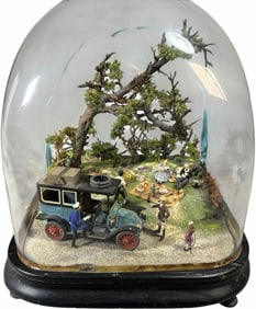 MUSICAL GLASS DOMED PICNIC SCENE