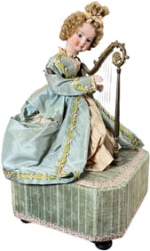 FRENCH GIRL PLAYING HARP AUTOMATON
