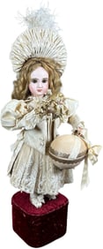LAMBERT GIRL W/ BIRD IN BASKET MUSICAL AUTOMATON