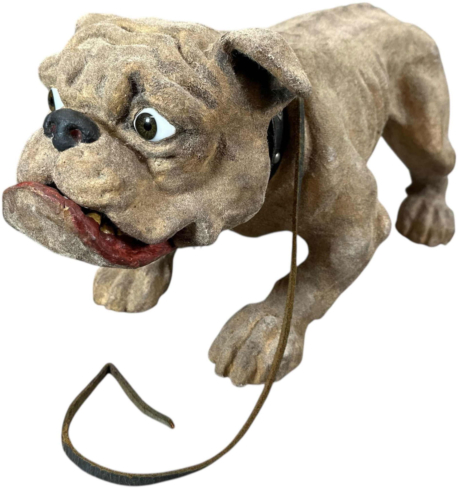 BULLDOG GROWLER PULL TOY: 416. BULLDOG GROWLER PULL TOY | Great condition, growler and mouth working very well. Provenance: Jerry & Darla Arnold Collection. | 21.5" l. | (Excellent Condition) | $800 - $1,400