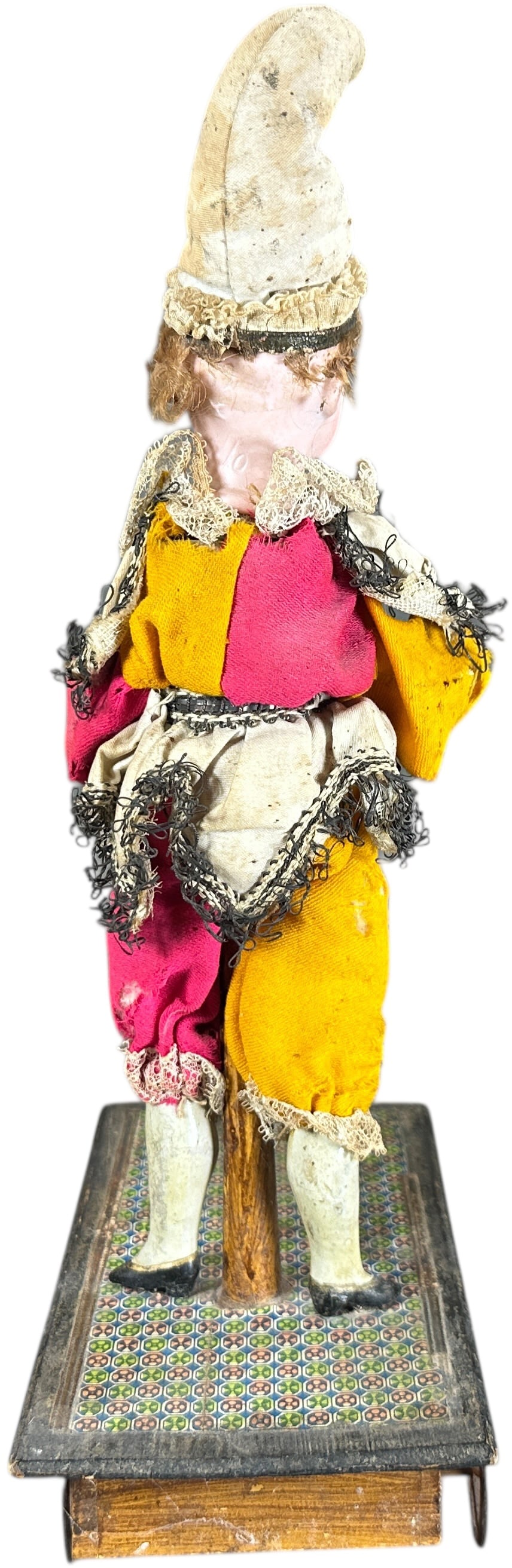 MECHANICAL BISQUE HEAD CLOWN PULL TOY - 4