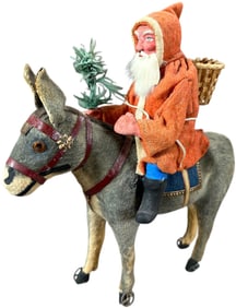 GERMAN SANTA RIDING DONKEY PULL TOY