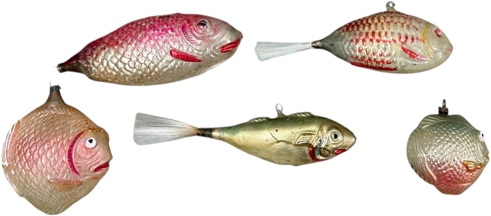 FIVE GLASS BLOWN FISH ORNAMENTS (1 of 6)