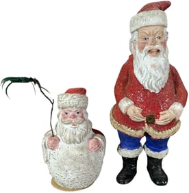 SANTA & SANTA IN SNOWBALL CANDY CONTAINER