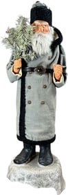 KATHY PATTERSON GRAY COAT SANTA CANDY CONTAINER