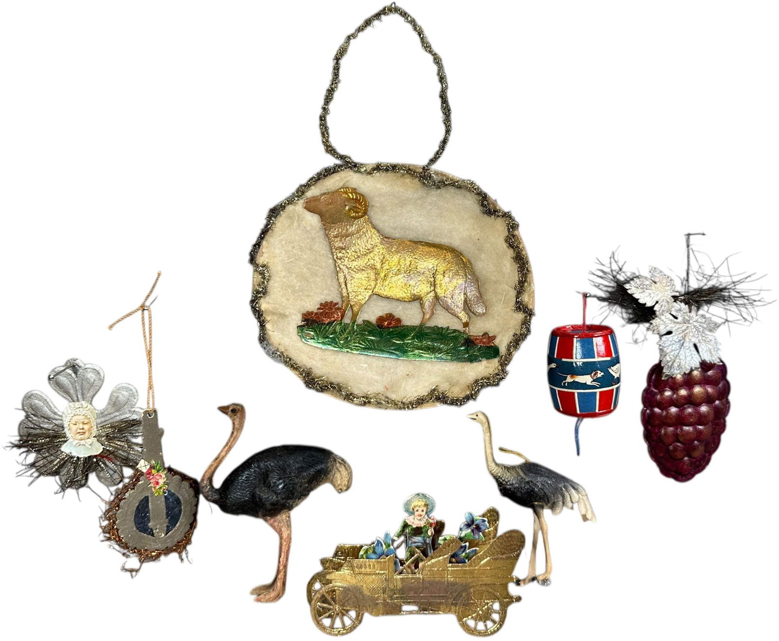 GROUPING OF PRESSED PAPER & SCRAP ORNAMENTS (1 of 6)