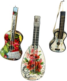 THREE DRESDEN GUITARS CANDY CONTAINERS