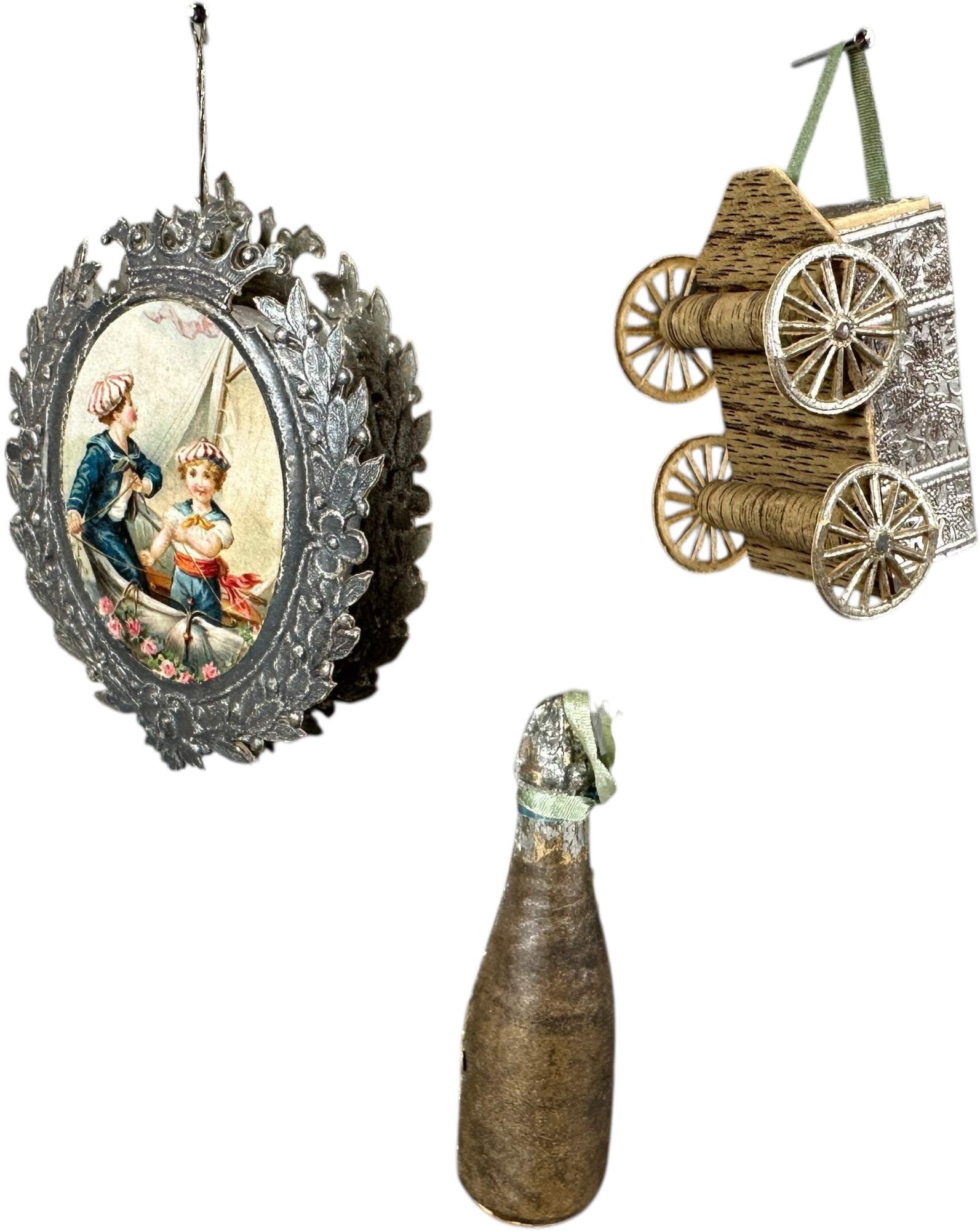 THREE ASSORTED DRESDEN ORNAMENTS - 3