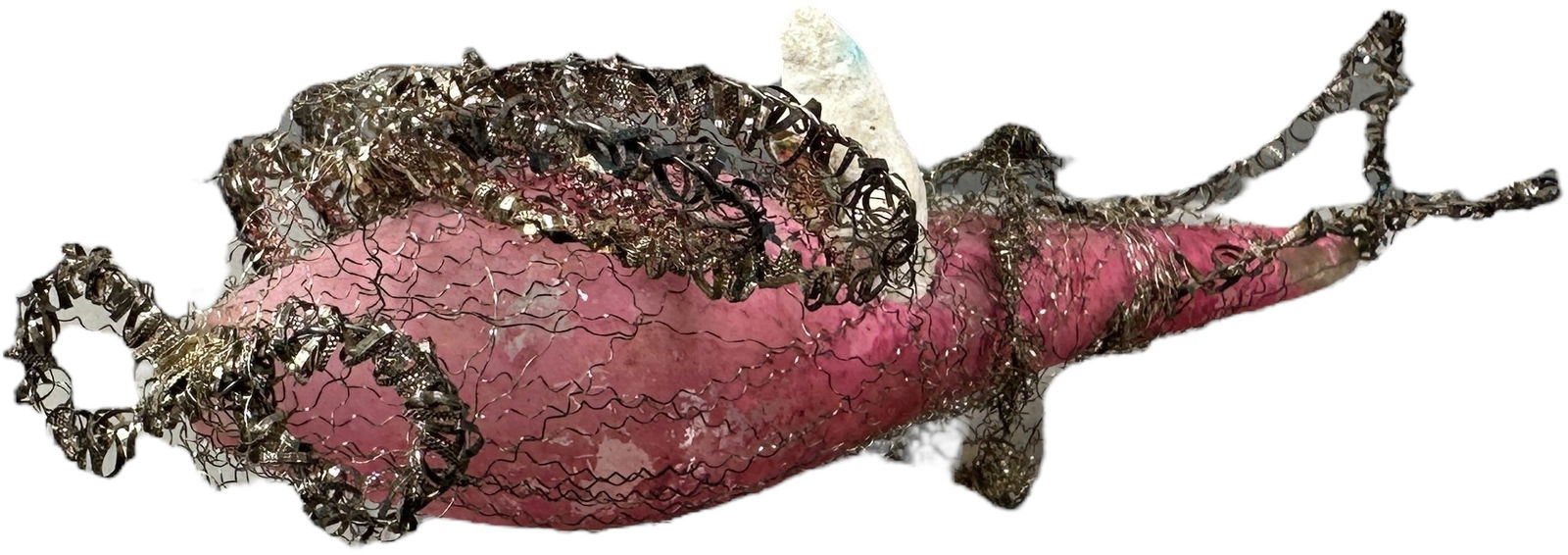 SANTA AIRPLANE GLASS ORNAMENT: 1073. SANTA AIRPLANE GLASS ORNAMENT | Compo Santa in a glass airplane. | 7" h. | (Very Good to Excellent Condition) | $300 - $500