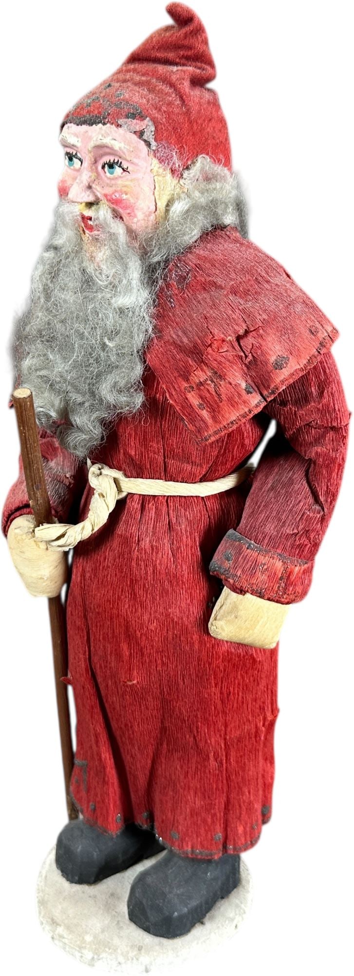 BELSNICKLE DRESSED IN CREPE PAPER COAT: 1075. BELSNICKLE DRESSED IN CREPE PAPER COAT | Unique material for coat. | 12.5" h. | Some touch-ups to face, otherwise original (Very Good to Excellent Condition) | $400 - $700