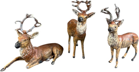 THREE LEAD REINDEER FIGURES