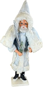 LIGHT BLUE SNOWY COAT SANTA CANDY CONTAINER