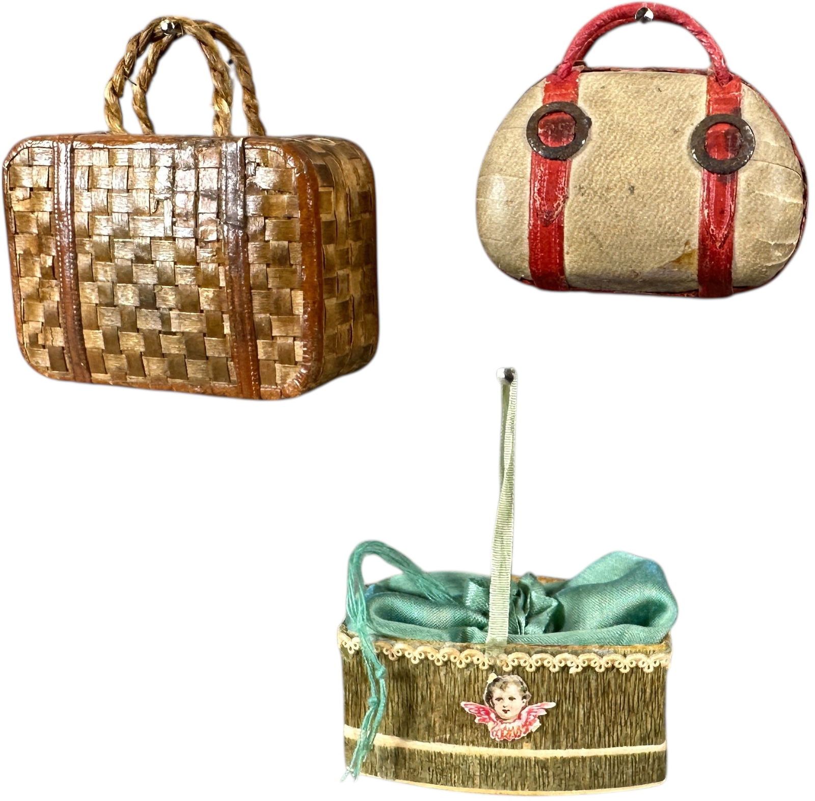 THREE DRESDEN CANDY CONTAINERS - 2