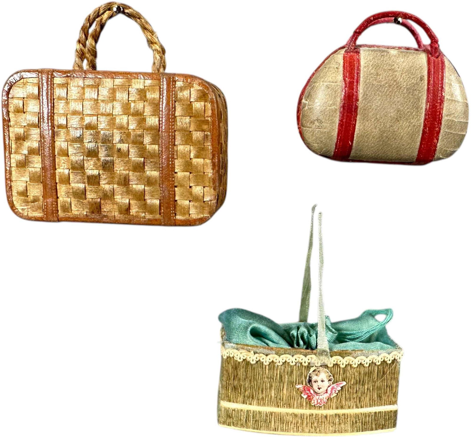 THREE DRESDEN CANDY CONTAINERS - 3