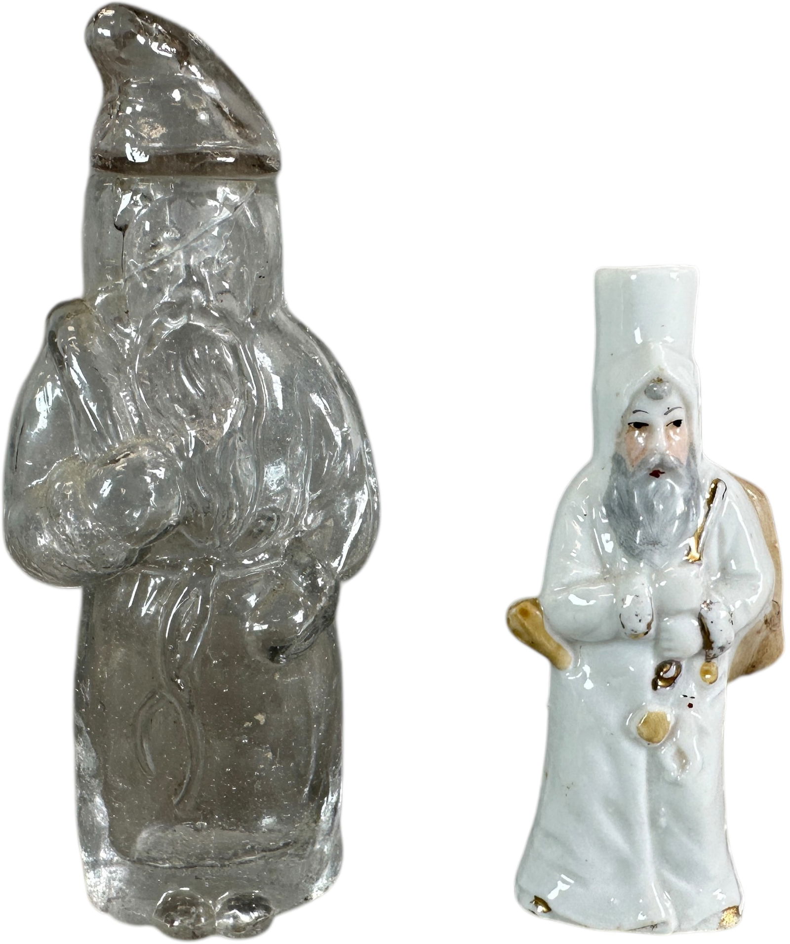 TWO GLASS SANTA PERFUME BOTTLES (1 of 6)
