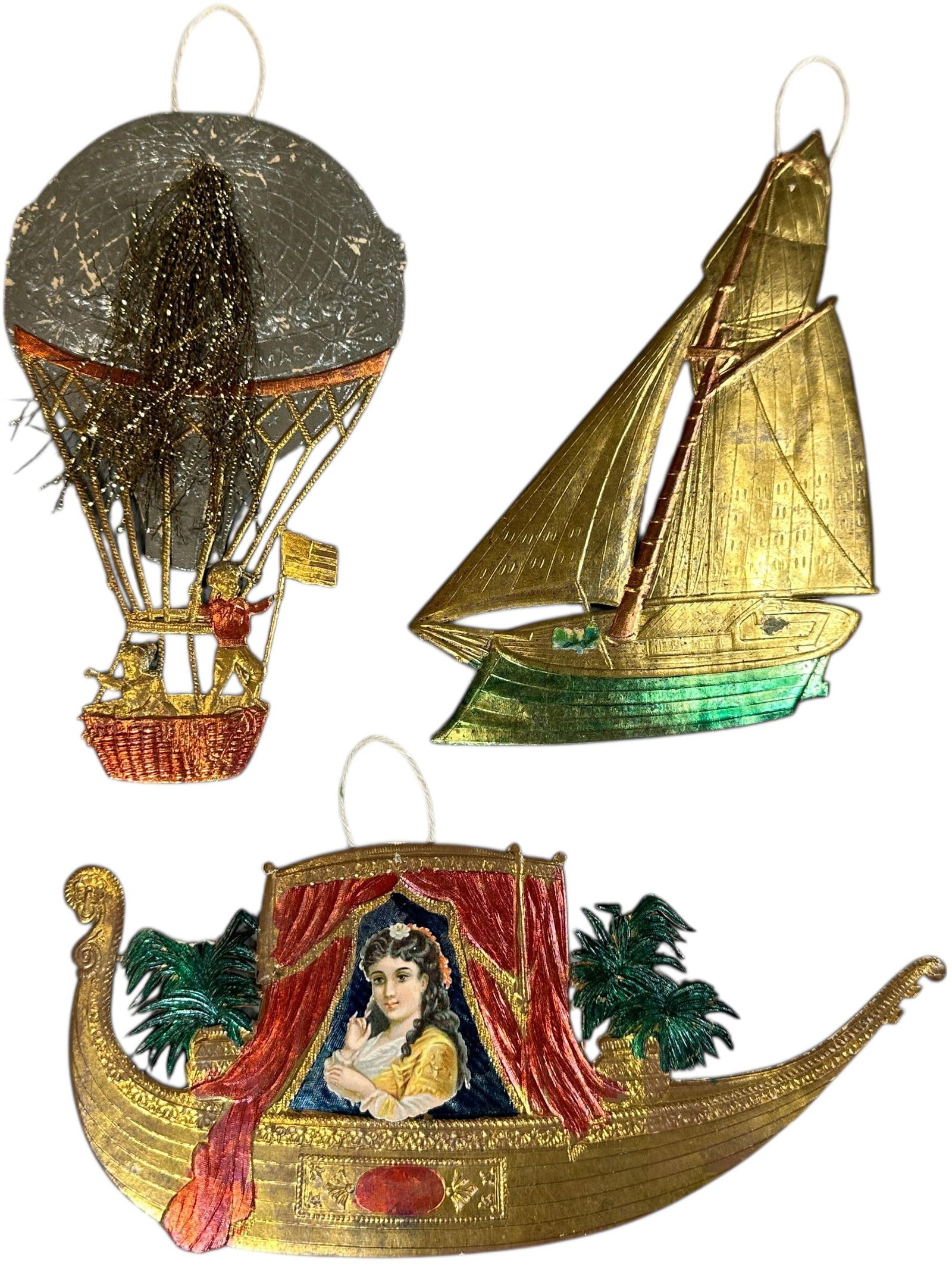 THREE AIR & SEA FLAT DRESDENS: 1106. THREE AIR & SEA FLAT DRESDENS | Some scuffs on the silver balloon. | 8" h. | (Excellent Condition) | $300 - $500