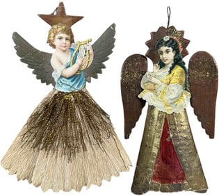 TWO ANGELS W/ DRESDEN WINGS