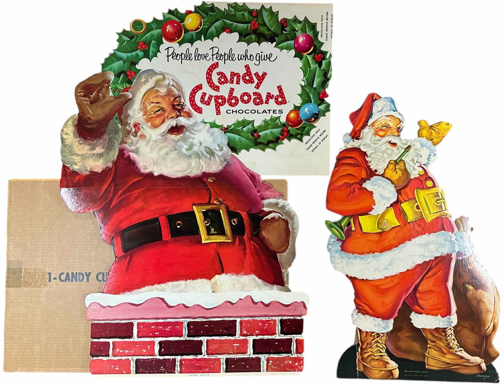 TWO CARDBOARD SANTA DISPLAY ADVERTISING (1 of 12)