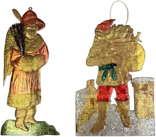 TWO FLAT DRESDEN ORNAMENTS