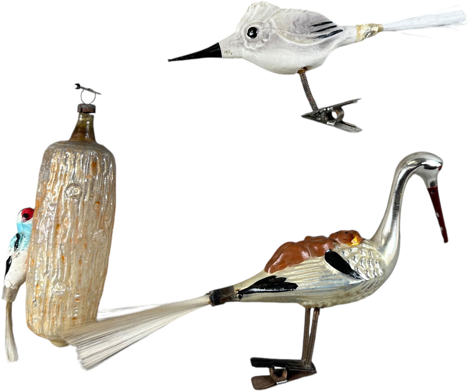 THREE GLASS BIRD ORNAMENTS - 4