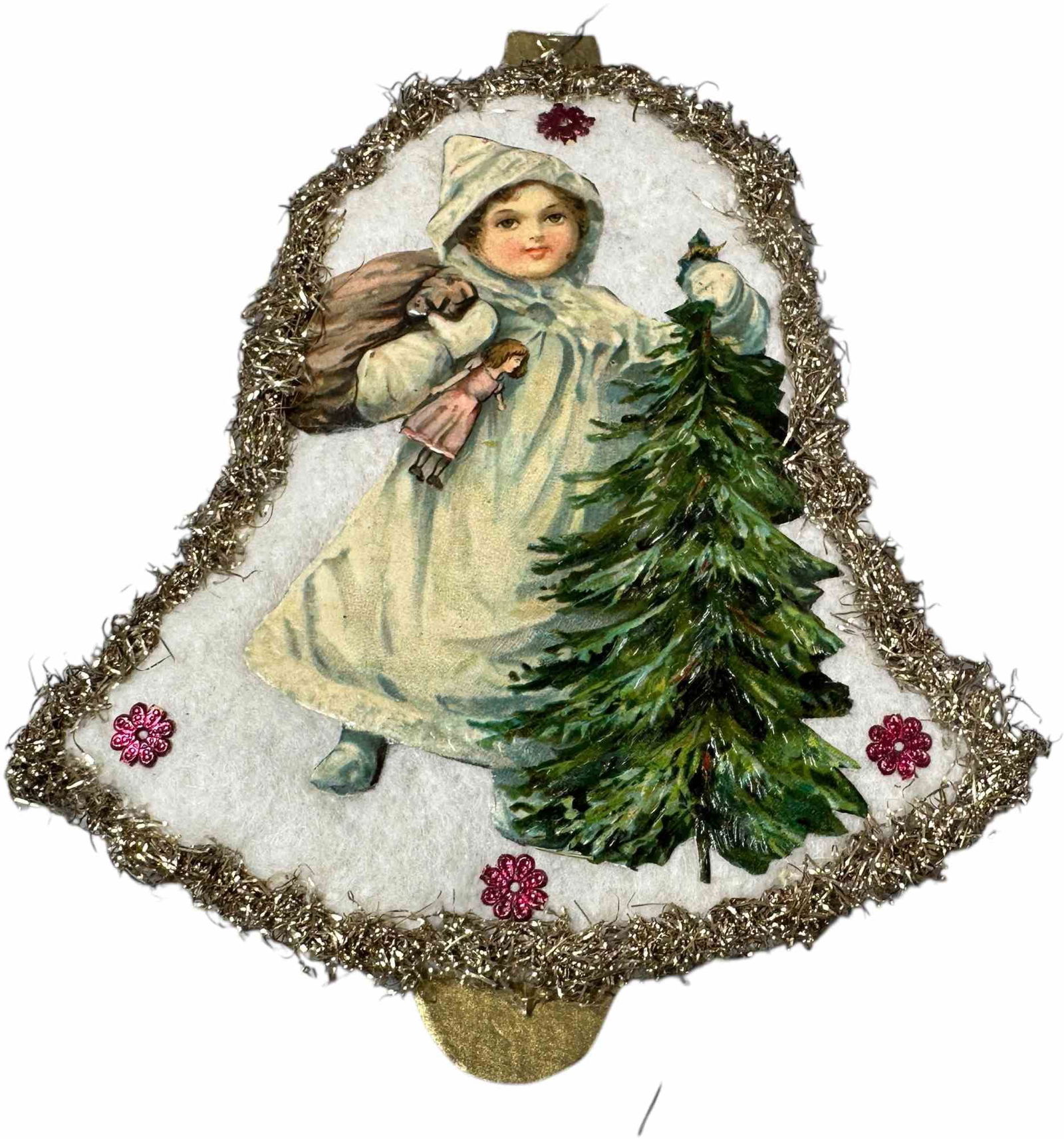 FIVE SCRAP & TINSEL ORNAMENTS - 3