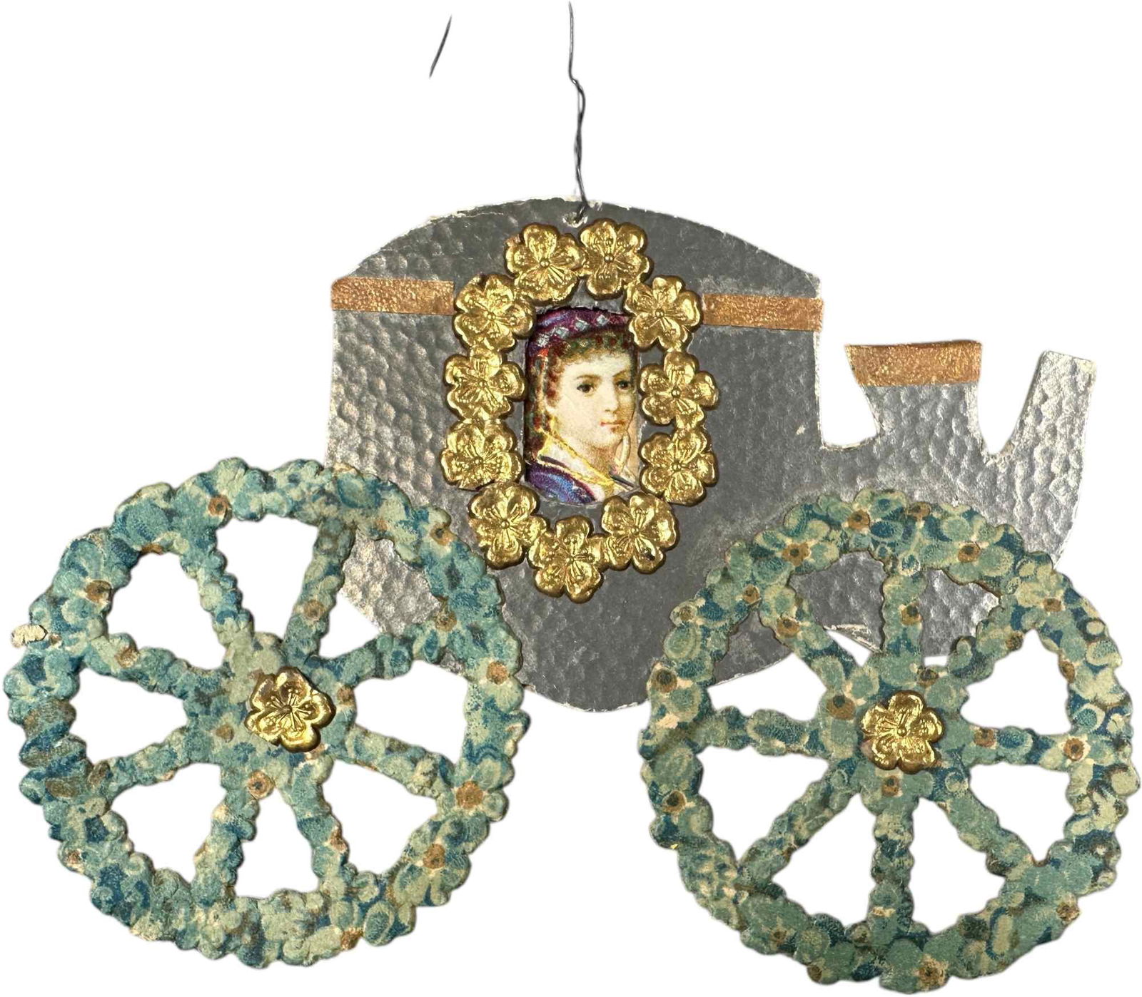 FIVE SCRAP & TINSEL ORNAMENTS - 4