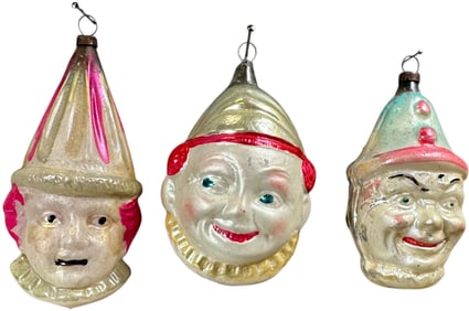 CLOWN HEAD GLASS ORNAMENTS