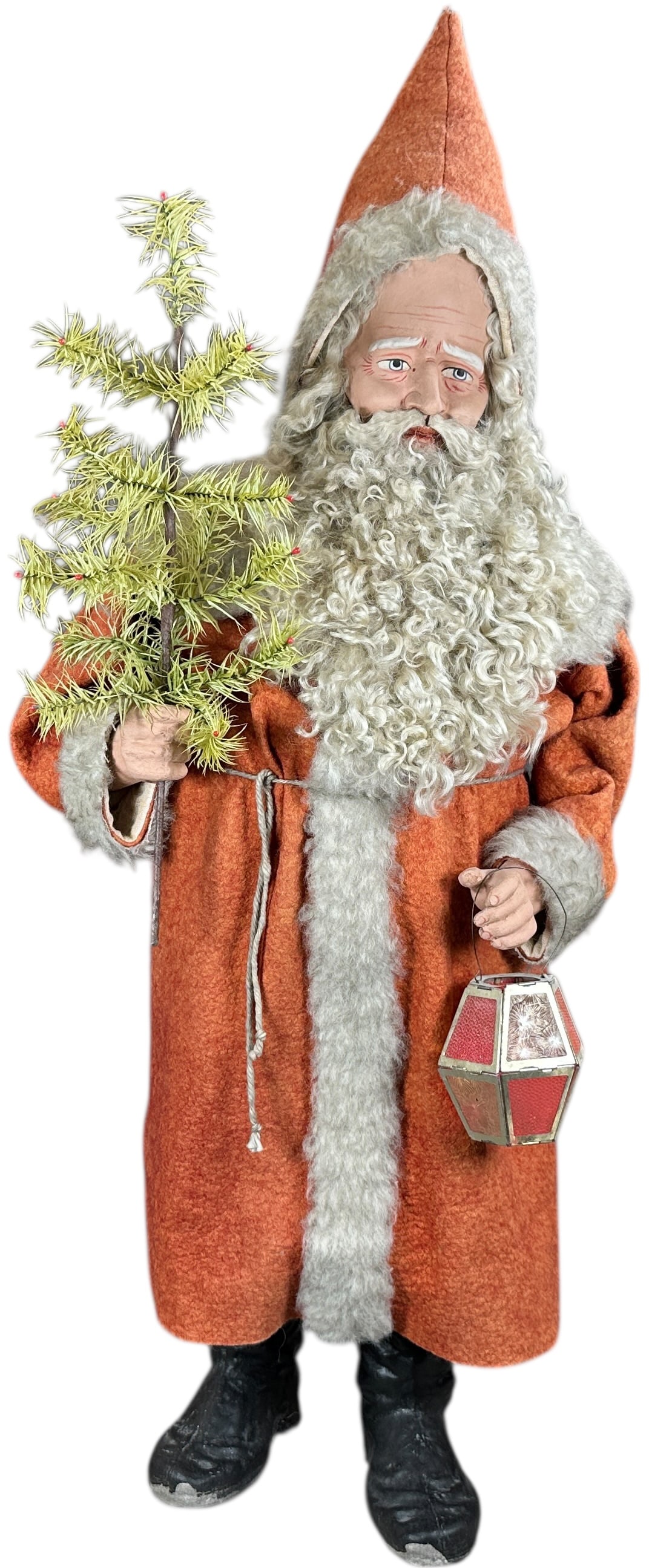 KATHY PATTERSON LARGE SANTA CANDY CONTAINER: 1159. KATHY PATTERSON LARGE SANTA CANDY CONTAINER | Huge artisan Santa. Provenance: Linda Morrow Collection | 31.5" h. | (Excellent to Pristine Condition) | $1,200 - $2,000