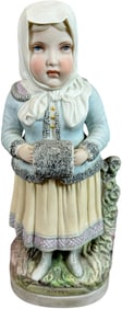 LARGE PORCELAIN WINTER GIRL W/ MUFF