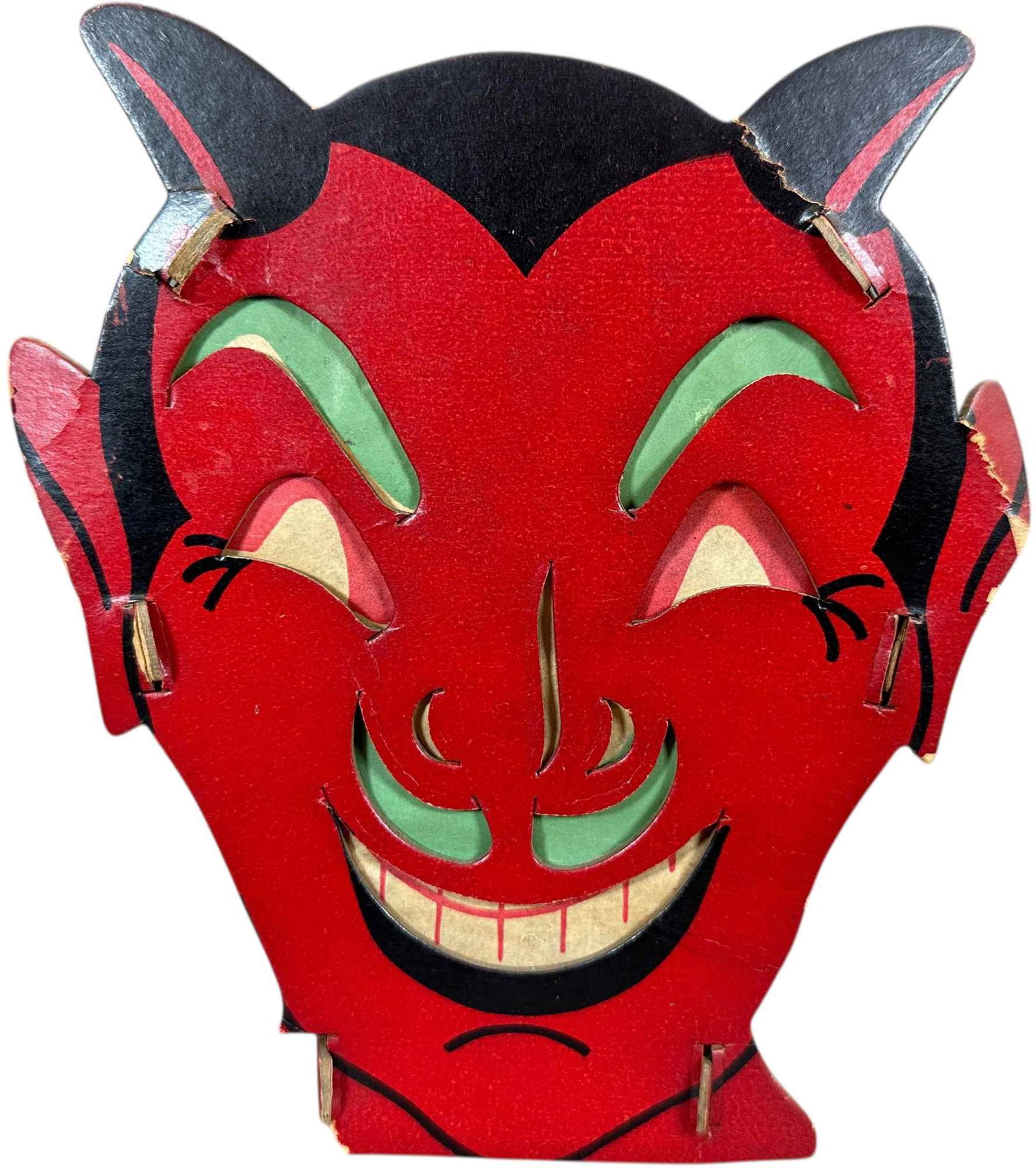 DEVIL PAPER HALLOWEEN LANTERN: 1180. DEVIL PAPER HALLOWEEN LANTERN | 7.5" h. | Minor creases, complete in (Very Good to Excellent Condition) | $200 - $300