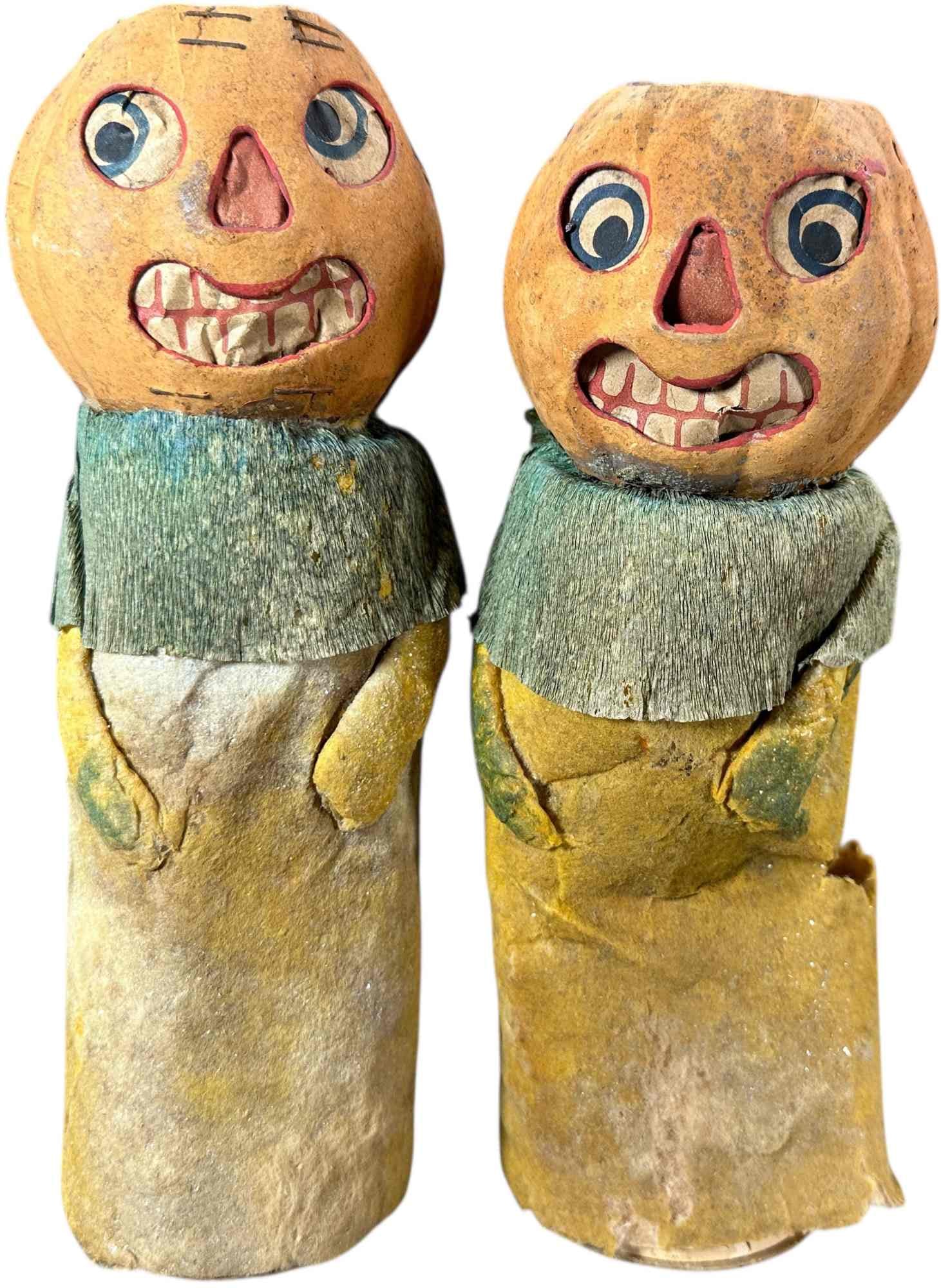 TWO GERMAN JOL HEADS ON CANDY CONTAINER BODIES (1 of 7)