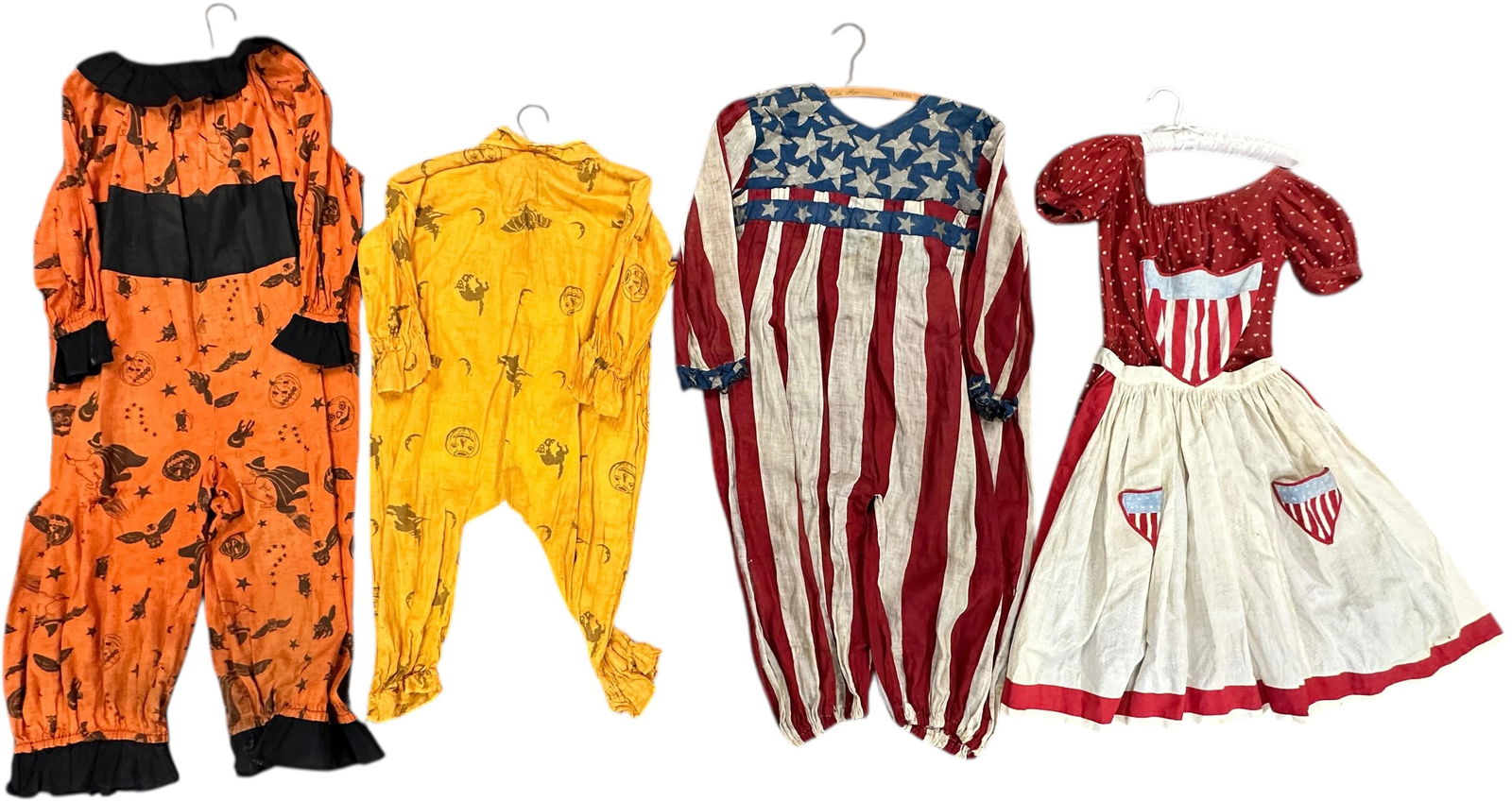 TWO HALLOWEEN & TWO PATRIOTIC COSTUMES: 1196. TWO HALLOWEEN & TWO PATRIOTIC COSTUMES | Provenance: Linda Morrow Collection | 36" h. dress | (Excellent Condition) | $500 - $900